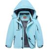 WULFUL Boy’s Waterproof Ski Jacket Warm Fleece Hooded Winter Snow Coat(Sky Blue)