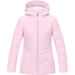 WULFUL Girl’s Winter Waterproof Coat Warm Hooded Parka Jacket Long(Pink)