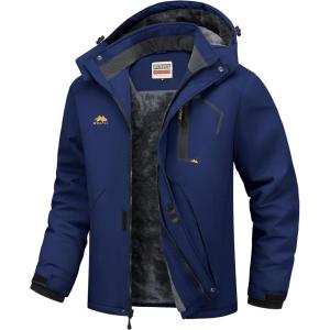 WULFUL Men’s Ski Jackets Warm Winter Snow Windbreaker Resistant Snowboard Fleece Coat Mountain Waterproof Parka with Hood
