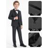 WULFUL Boys Suits 5-Piece Tuxedo Suit Set: Jacket, Pants, Shirt, Vest & Bow Tie for Kids Wedding Ring Bearer Party(Dark Grey)