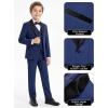 WULFUL Boys Suits 5-Piece Tuxedo Suit Set: Jacket, Pants, Shirt, Vest & Bow Tie for Kids Wedding Ring Bearer Party(Navy)