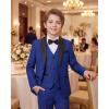 WULFUL Boys Suits 5-Piece Tuxedo Suit Set: Jacket, Pants, Shirt, Vest & Bow Tie for Kids Wedding Ring Bearer Party(Royal Blue)