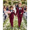 WULFUL Boys Suits 5-Piece Tuxedo Suit Set: Jacket, Pants, Shirt, Vest & Bow Tie for Kids Wedding Ring Bearer Party(Wine Red)