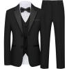 WULFUL Boys Suits 5-Piece Tuxedo Suit Set: Jacket, Pants, Shirt, Vest & Bow Tie for Kids Wedding Ring Bearer Party(Black)