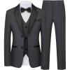 WULFUL Boys Suits 5-Piece Tuxedo Suit Set: Jacket, Pants, Shirt, Vest & Bow Tie for Kids Wedding Ring Bearer Party(Dark Grey)