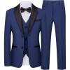 WULFUL Boys Suits 5-Piece Tuxedo Suit Set: Jacket, Pants, Shirt, Vest & Bow Tie for Kids Wedding Ring Bearer Party(Navy)