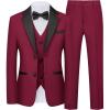 WULFUL Boys Suits 5-Piece Tuxedo Suit Set: Jacket, Pants, Shirt, Vest & Bow Tie for Kids Wedding Ring Bearer Party(Wine Red)
