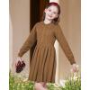 WULFUL Girl’s Sweater Dress Long Sleeve Button Pleated Casual Fall Winter Knit Dresses 5-12Y(Coffee)