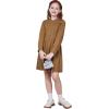 WULFUL Girl’s Sweater Dress Long Sleeve Button Pleated Casual Fall Winter Knit Dresses 5-12Y(Coffee)