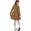 WULFUL Girl’s Sweater Dress Long Sleeve Button Pleated Casual Fall Winter Knit Dresses 5-12Y(Coffee)