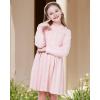 WULFUL Girl’s Sweater Dress Long Sleeve Button Pleated Casual Fall Winter Knit Dresses 5-12Y(Light Pink)