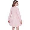 WULFUL Girl’s Sweater Dress Long Sleeve Button Pleated Casual Fall Winter Knit Dresses 5-12Y(Light Pink)