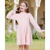 WULFUL Girl’s Sweater Dress Long Sleeve Button Pleated Casual Fall Winter Knit Dresses 5-12Y(Light Pink)