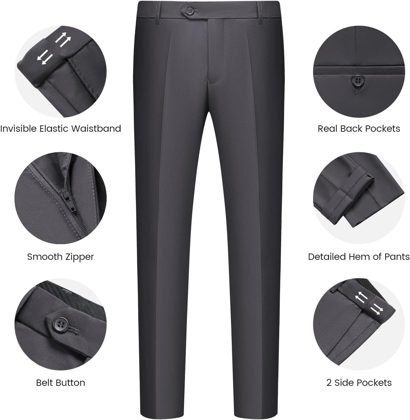 imageWULFUL Mens Slim Fit Suit One Button 3Piece Blazer Dress Business Wedding Party Jacket Vest amp Pant