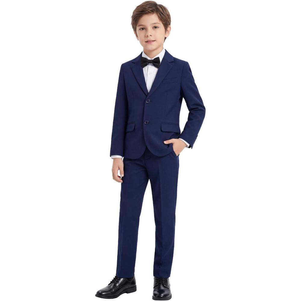 imageWULFUL Boys Formal Slim Fit Suit Set2 Piece Suit for Boys Teens Wedding Casual OutfitNavy