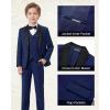 Boys 5 Pieces Tuxedo Suit Set Kids Suits Shawl Collar Jacket Pant Vest Pant and Bow Tie for Wedding Ring Bearer Party Prom(Navy)