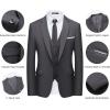 WULFUL Men’s Slim Fit Suit One Button 3-Piece Blazer Dress Business Wedding Party Jacket Vest & Pant