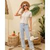 WULFUL Womens Short Sleeve Striped Pullover Sweater Cardigan Ribbed Knit Casual V Neck Shirt Tops(Apricot)