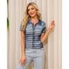 WULFUL Womens Short Sleeve Striped Pullover Sweater Cardigan Ribbed Knit Casual V Neck Shirt Tops(Navy)