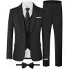 WULFUL Boys’ Formal Suit Set,Slim Fit Blazer Dress Shirt Pants with Bow Tie 6-16 Years(Black)