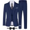 WULFUL Boys’ Formal Suit Set,Slim Fit Blazer Dress Shirt Pants with Bow Tie 6-16 Years(Navy)