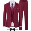 WULFUL Boys’ Formal Suit Set,Slim Fit Blazer Dress Shirt Pants with Bow Tie 6-16 Years(Red)