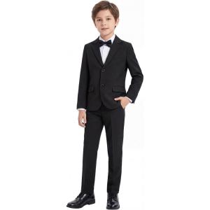 WULFUL Boys’ Formal Slim Fit Suit Set,2 Piece Suit for Boys Teens Wedding Casual Outfit(Black)