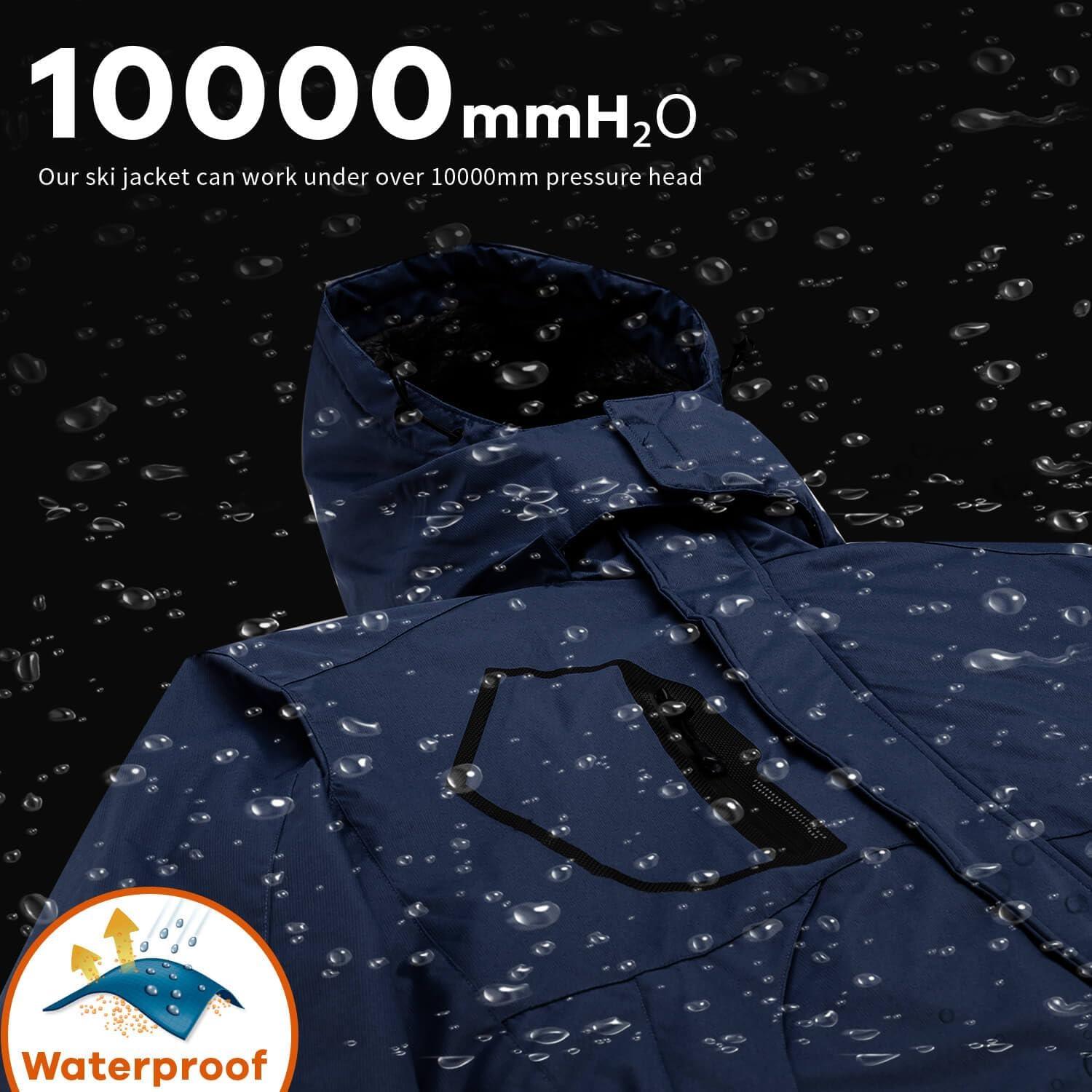 imageWULFUL Mens Waterproof Ski Jacket Warm Winter Coats Windproof Winter Jackets for Men Fleece Lined Windbreaker with HoodNavy Bluen2