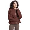 WULFUL Women’s Full Zip Cropped Sweatshirt Long Sleeve Stand Collar Casual Jacket Short(Brown)
