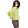 WULFUL Women’s Full Zip Cropped Sweatshirt Long Sleeve Stand Collar Casual Jacket Short(Green)