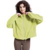 WULFUL Women’s Full Zip Cropped Sweatshirt Long Sleeve Stand Collar Casual Jacket Short(Green)