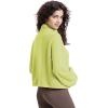 WULFUL Women’s Full Zip Cropped Sweatshirt Long Sleeve Stand Collar Casual Jacket Short(Green)