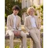 WULFUL Boys’ Slim Fit Formal Suit Set,2 Piece Suit for Boys Teens Wedding Casual Summer Outfit(Khaki)