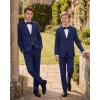 WULFUL Boys’ Slim Fit Formal Suit Set,2 Piece Suit for Boys Teens Wedding Casual Summer Outfit(Navy)