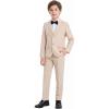 WULFUL Boys’ Slim Fit Formal Suit Set,2 Piece Suit for Boys Teens Wedding Casual Summer Outfit(Beige)