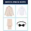 WULFUL Boys’ Slim Fit Formal Suit Set,3 Piece Suit with Extra Bow Tie for Boys Teens Wedding Casual Summer Outfit(Beige)