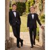 WULFUL Boys’ Slim Fit Formal Suit Set,3 Piece Suit with Extra Bow Tie for Boys Teens Wedding Casual Summer Outfit(Black)