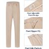 WULFUL Boys’ Slim Fit Formal Suit Set,3 Piece Suit with Extra Bow Tie for Boys Teens Wedding Casual Summer Outfit(Khaki)