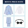 WULFUL Boys’ Slim Fit Formal Suit Set,3 Piece Suit with Extra Bow Tie for Boys Teens Wedding Casual Summer Outfit(Light Blue)