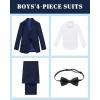 WULFUL Boys’ Slim Fit Formal Suit Set,3 Piece Suit with Extra Bow Tie for Boys Teens Wedding Casual Summer Outfit(Navy)