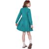 WULFUL Girl’s Sweater Dress Long Sleeve Button Pleated Casual Fall Winter Knit Dresses 5-12Y(Diamond Green)