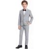 WULFUL Boys’ Slim Fit Formal Suit Set,3 Piece Suit with Extra Bow Tie for Boys Teens Wedding Casual Summer Outfit(Grey)