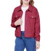 WULFUL Girl’s Fashion Button Down Corduroy Jackets Casual Fall Jackets Teen Girl Outerwear(Red)