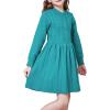 WULFUL Girl’s Sweater Dress Long Sleeve Button Pleated Casual Fall Winter Knit Dresses 5-12Y(Diamond Green)