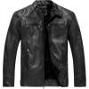 WULFUL Men’s Vintage Stand Collar Leather Jacket Motorcycle PU Jacket and Coat(Black(8806))