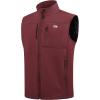 WULFUL Men’s Windproof Lightweight Golf Vest Outerwear with Pockets Softshell Sleeveless Jacket for Running Hiking Sports(Wine Red)