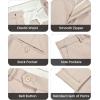 WULFUL Men’s Slim Fit 2 Piece Suit, One Button Solid Blazer Business Party Jacket Vest Pants Set(Beige)