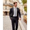 WULFUL Men’s Slim Fit 2 Piece Suit, One Button Solid Blazer Business Party Jacket Vest Pants Set(Black)