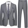 WULFUL Men’s Slim Fit 2 Piece Suit, One Button Solid Blazer Business Party Jacket Vest Pants Set(Dark Grey)