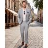 WULFUL Men’s Slim Fit 2 Piece Suit, One Button Solid Blazer Business Party Jacket Vest Pants Set(Grey)